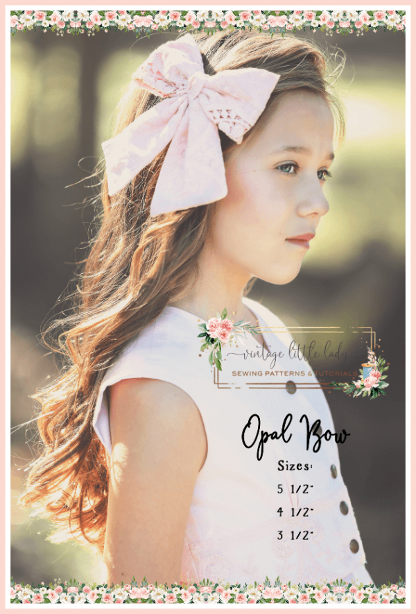 Opal girls bow in pink with lace