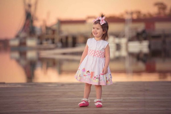 Fun Opal Play Dress with Red & White Gingham Bow