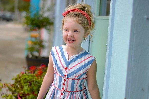 Opal Dress Red White & Blue Stripes Red Piping