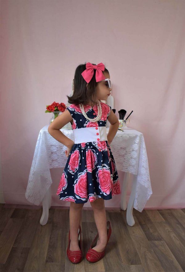 Opal girls dress pattern with large roses