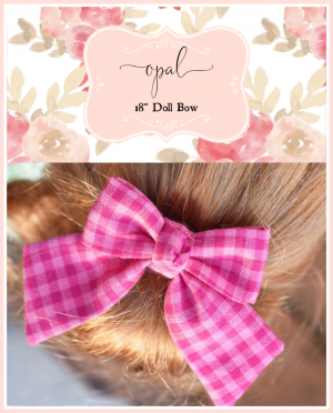 Opal doll bow in pink gingham