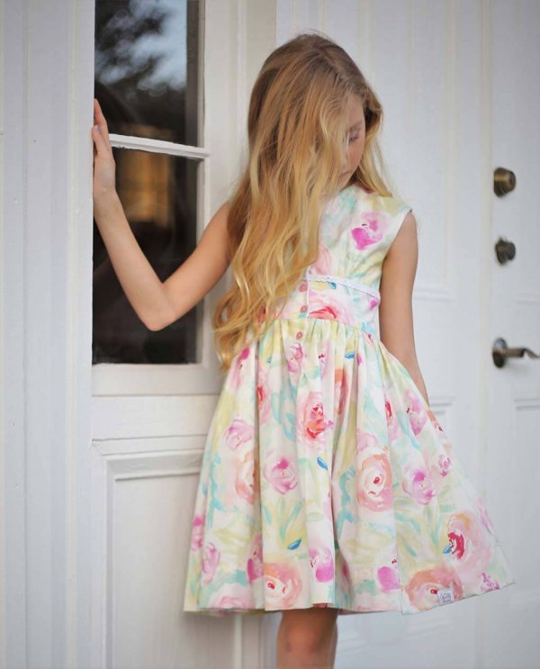 Opal girls dress pastel flowers skirt front