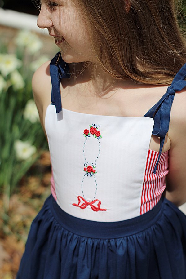 embroidered bib top
