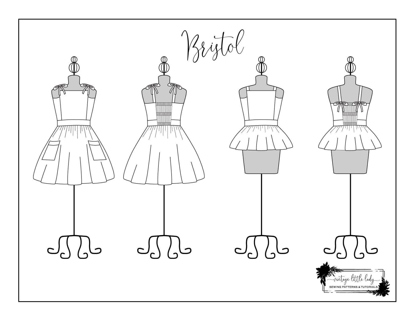 FREE Bristol Dress & Top Coloring Page | Vintage Little Lady