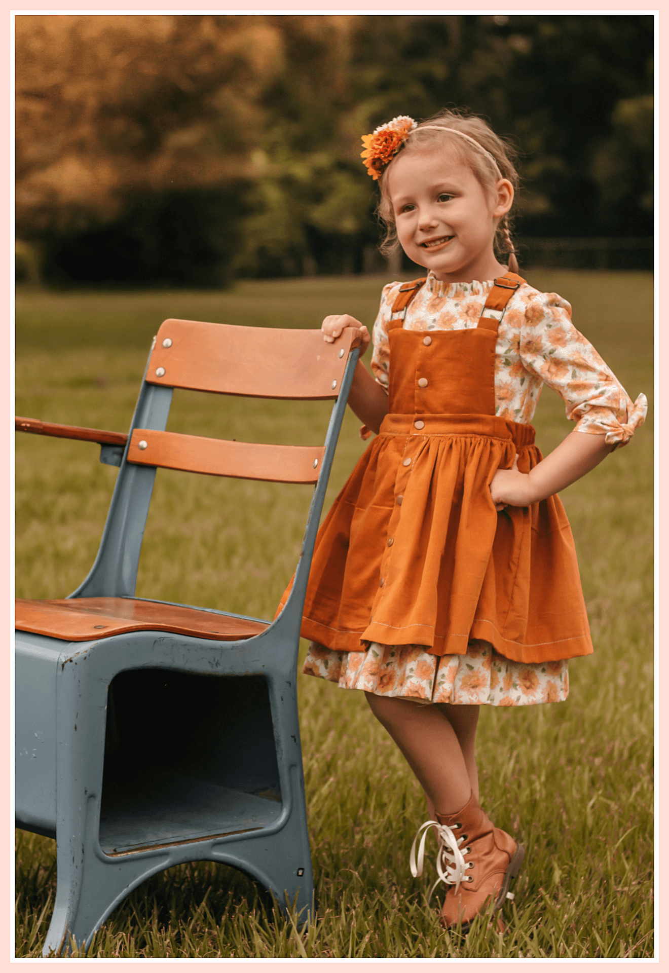 Orange store overalls dress