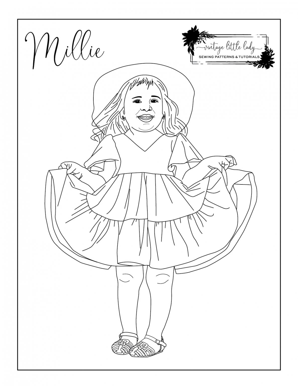 Millie Model FREE Coloring Page | Vintage Little Lady